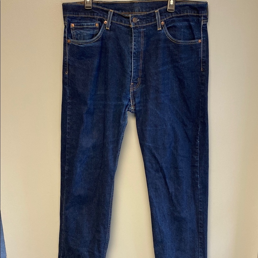 Levi's “505” Blue Straight-Leg Jeans with Classic Indigo Hue (38x32)